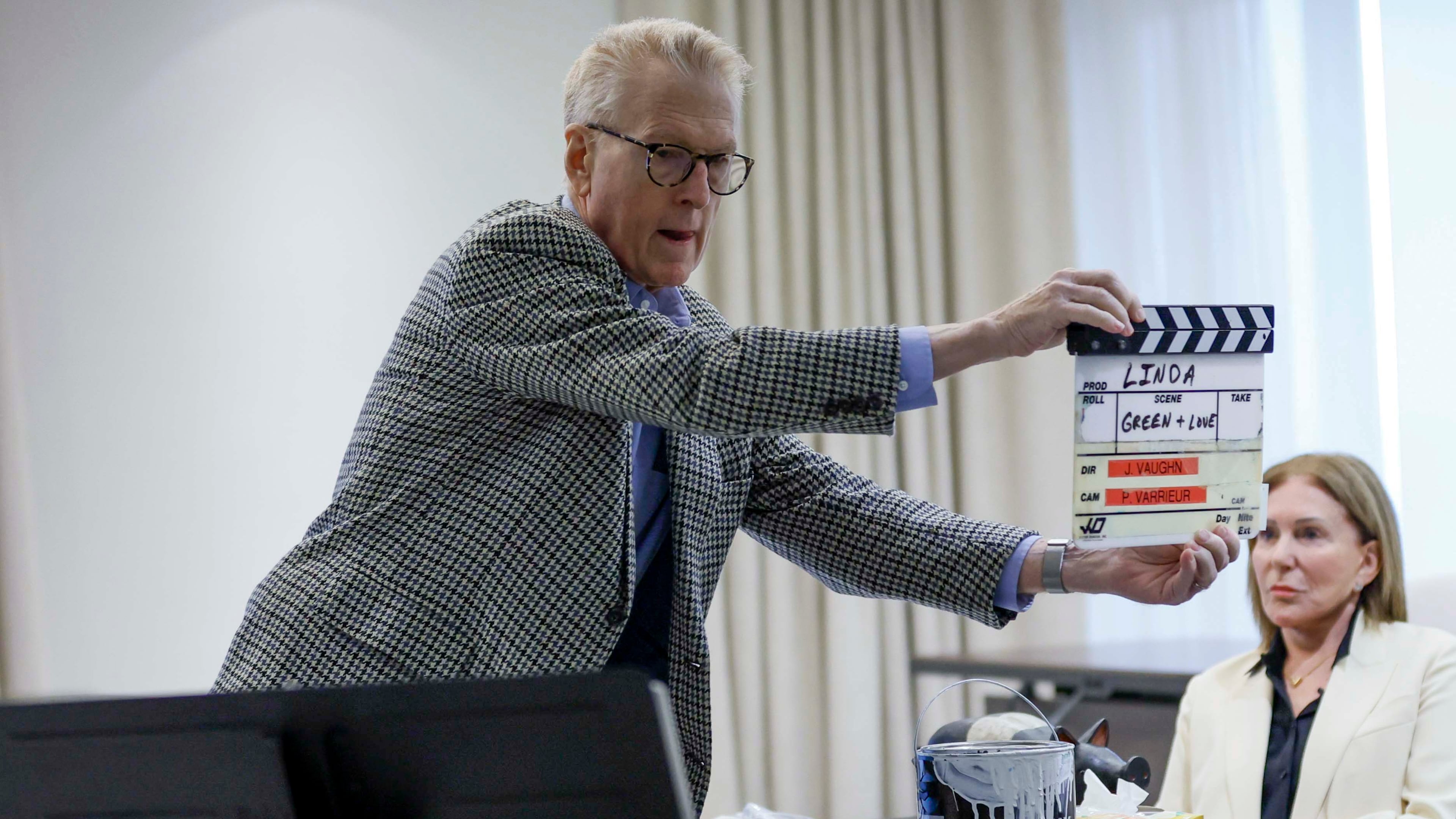 Former Hollywood actor Judson Vaughn directs the filming of criminal defense attorney Linda Sheffield during a unique trial skills workshop in August in Atlanta. (Miguel Martinez/AJC)