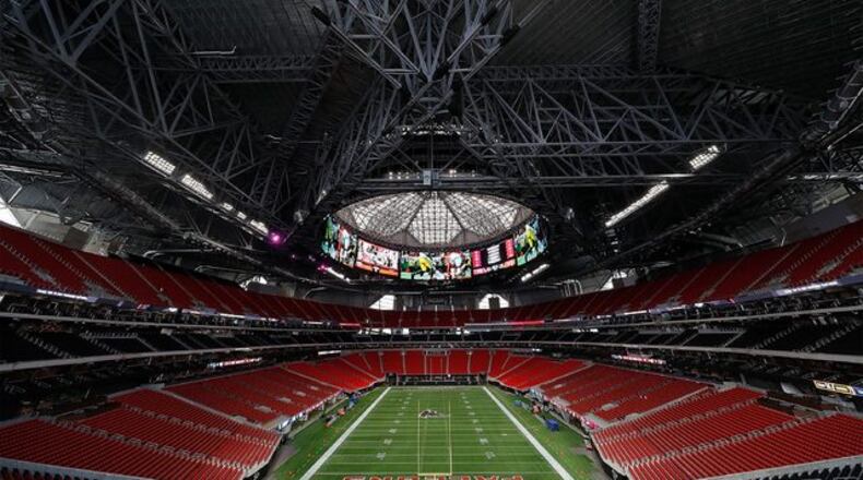<p>ATLANTA, GA - AUGUST 15: A general view inside Mercedes-Benz Stadium, host to Super Bowl LIII. (Photo by Kevin C. Cox/Getty Images)</p>