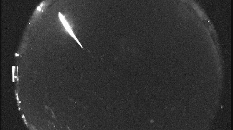 A bright Taurid fireball recorded by the NASA All Sky Fireball Network station in Tullahoma, Tennessee in 2014.