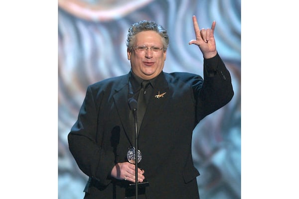 FILE - Harvey Fierstein accepts the Tony Award for best actor in a musical for "Hairspray" during the 57th Annual Tony Awards on June 8, 2003, in New York. (AP Photo/Richard Drew, File)