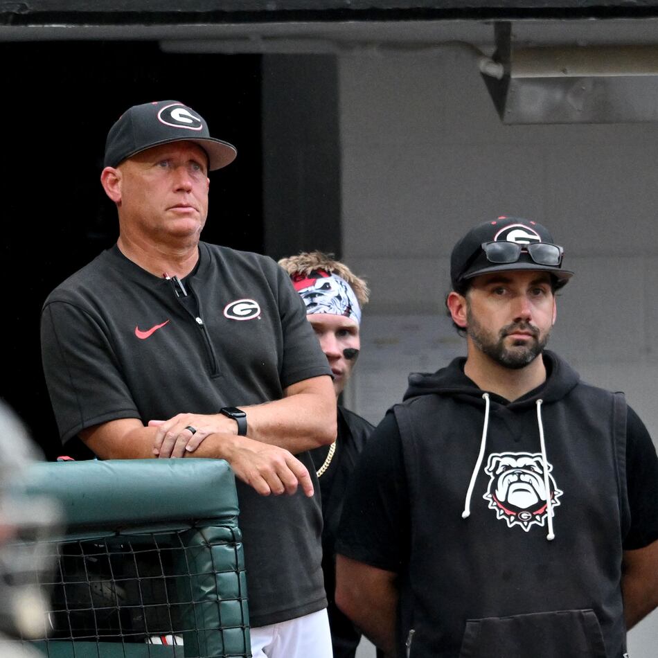 Georgia head coach Wes Johnson watches during the fifth inning of their NCAA Regional game at Foley Field, Friday, May 29, 2026, in Athens. (Hyosub Shin/AJC)