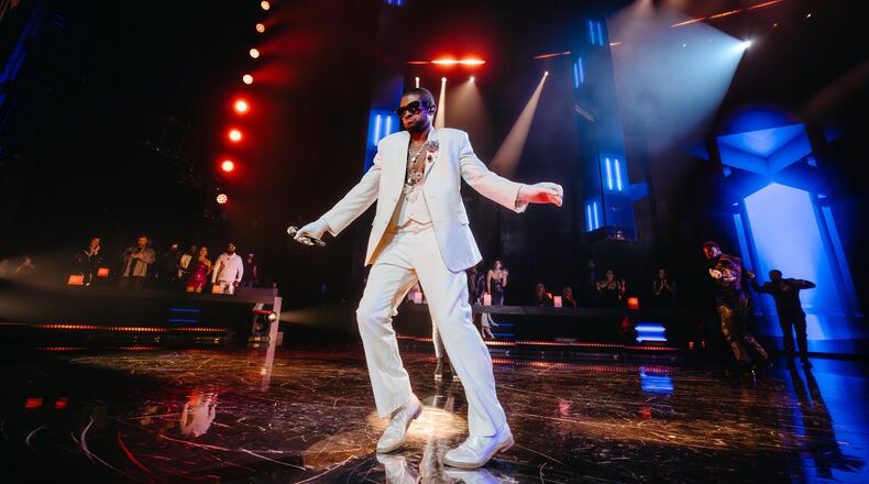 Usher performs Saturday, Dec. 2, 2023, at The Dolby Live at Park MGM. It was the last performance of the R&B star’s 100-show Las Vegas residency. (Nolen Ryan for The Atlanta Journal-Constitution)