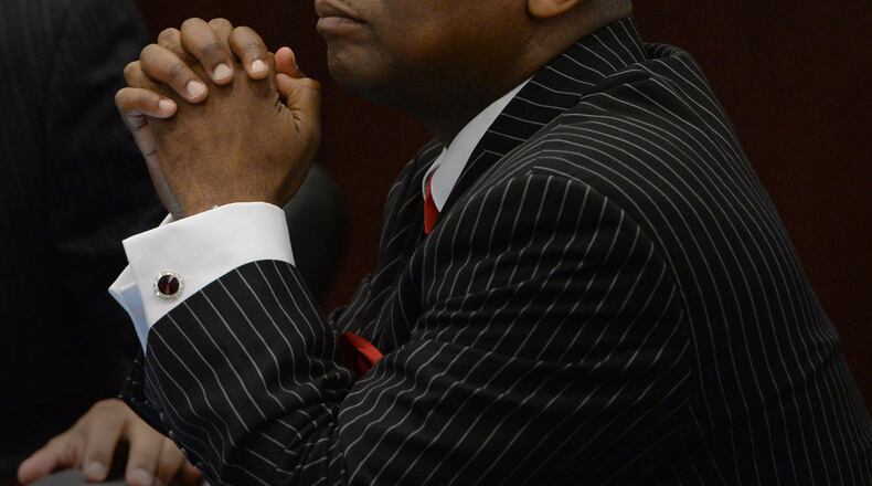 Shown here during the trial where he faced 27 felony charges, Clayton County Sheriff Victor Hill now faces a misdemeanor charge in the shooting of a woman last month. With the latest incident involving Hill on the other side of the law, should he face criminal charges or be let go since he and victim say it was an accidental shooting.