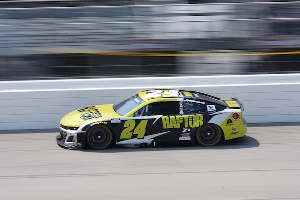 William Byron (24) drives during a NASCAR Cup Series auto race at Michigan International Speedway in Brooklyn, Mich., Sunday, June 8, 2025. (AP Photo/Paul Sancya)
