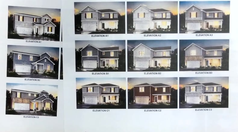 Snellville council members expressed concern about the elevations proposed for a 90-home subdivision on Rockdale Circle. (Courtesy City of Snellville)