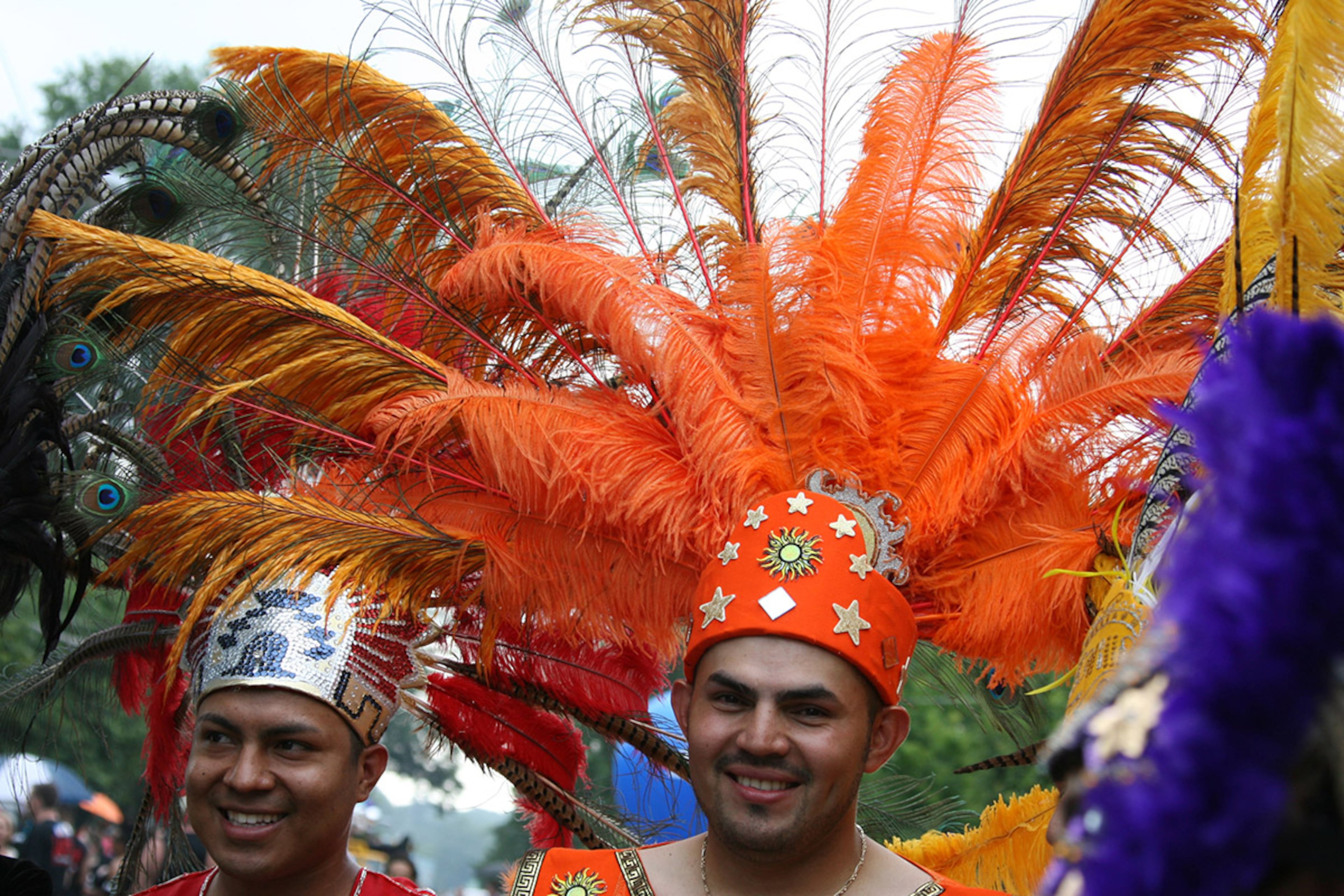 Darby Garcia (left) and Francisco Orellana with Positive Impact show off their head dresses in the Atlanta Pride Parade of 2008. AJC / 2008