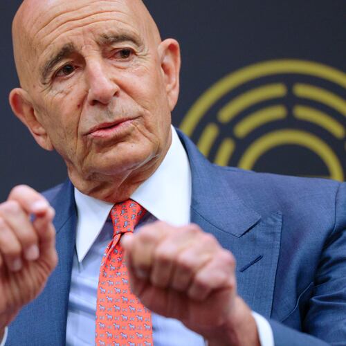 FILE - U.S. Ambassador to Turkey and Special Envoy to Syria Tom Barrack speaks in a panel during the Antalya Diplomacy Forum in Antalya, southern Turkey, April 17, 2026. (AP Photo/Riza Ozel, File)