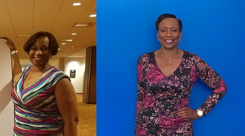 In the photo on the left, taken in April 2017, Tanya Mitchell Graham weighed 228 pounds. In the photo on the right, taken this month, she weighed 172 pounds. (Photos contributed by Tanya Mitchell Graham)