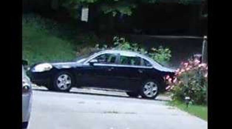 Sandy Springs police say that this car was seen at the scene of two burglaries on Tuesday.