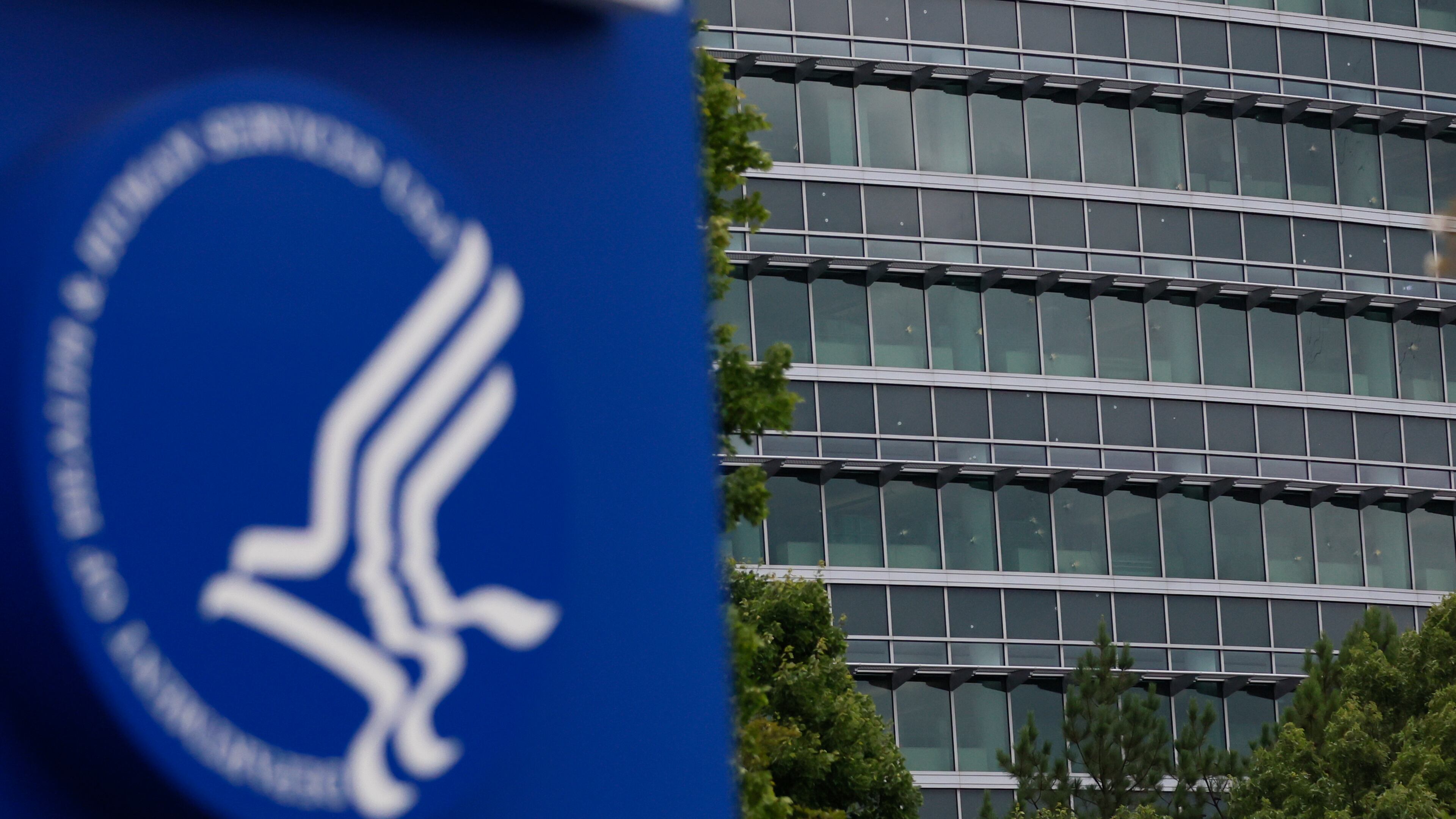 The notable bullet marks on the windows of the Centers for Disease Control and Prevention headquarters are visible from Clifton Rd, on Sunday, Aug. 10, 2025. (Miguel Martinez/Atlanta Journal-Constitution via AP)
