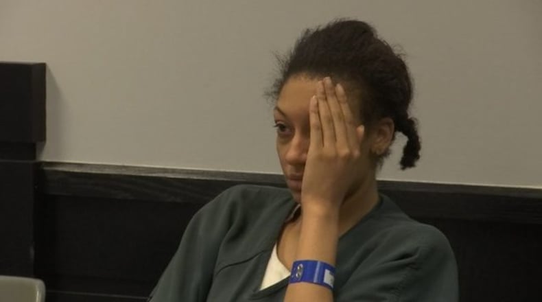 Gwinnett County mother Devin Moon in court Friday, July 27, 2018 on charges related to the death of her 3-year-old daughter from malnutrition. Moon is facing charges of felony murder and cruelty to children.