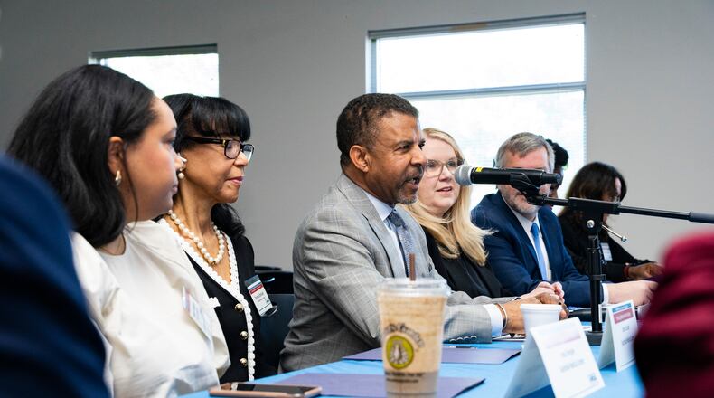 David Williams, President and CEO of Southside Medical Center, speaks at an Atlanta roundtable on maternal mortality, where federal officials announced $105 million in grant funding nationally on Monday, April 29, 2024. (Olivia Bowdoin for the AJC).