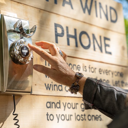 The Atlanta Wind Phone is part of Woodruff Park's latest art installation — “The Space Within”. The public art pieces are designed to inspire reflection and inner peace. Among them, the wind phone offers a place for the bereaved to embrace their grief. (Courtesy of Jeffrey Moustache)