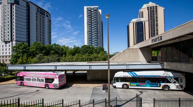 The number of passengers riding MARTA has plummeted amid the coronavirus pandemic. On Monday the agency eliminated most of its bus routes. (Jenni Girtman for Atlanta Journal-Constitution)
