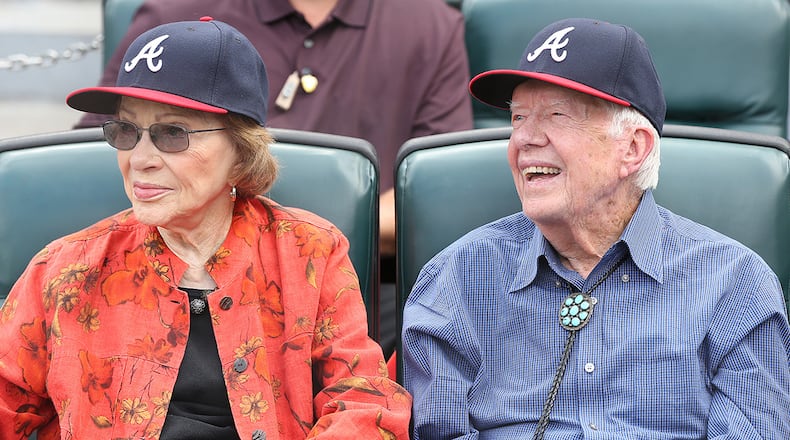 October 02, 2016 Atlanta: President Jimmy Carter and first lady Rosalyn attend a Braves game at Turner Field on Sunday, Oct. 2, 2016, in Atlanta. Curtis Compton /ccompton@ajc.com