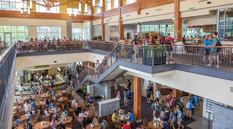 A new and much larger Bolton Dining Commons opened at the University of Georgia in 2014. Courtesy of UGA Dining Services