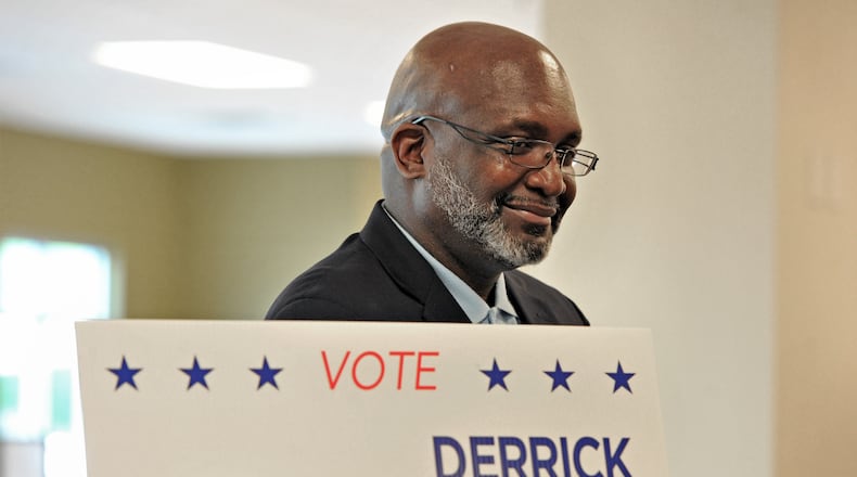 Republican Derrick Grayson is shown in Decatur during his 2014 U.S. Senate campaign. (AJC/Hyosub Shin)