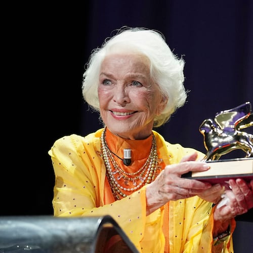 Ellen Burstyn receives the golden lion for lifetime achievement during the 83rd edition of the Venice Film Festival in Venice, Italy, on Monday, Sept. 7, 2026. (Photo by Scott A Garfitt/Invision/AP)