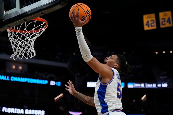 Florida guard Will Richard shoots during the first half in the Sweet 16 of the NCAA college basketball tournament against Maryland, Thursday, March 27, 2025, in San Francisco. (AP Photo/Godofredo A. Vásquez)