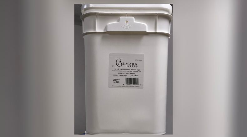 Boiled eggs linked to a listeria outbreak by the Centers for Disease Control and Prevention were shipped in containers like this one by Almark Foods. CONTRIBUTED BY COMPANY