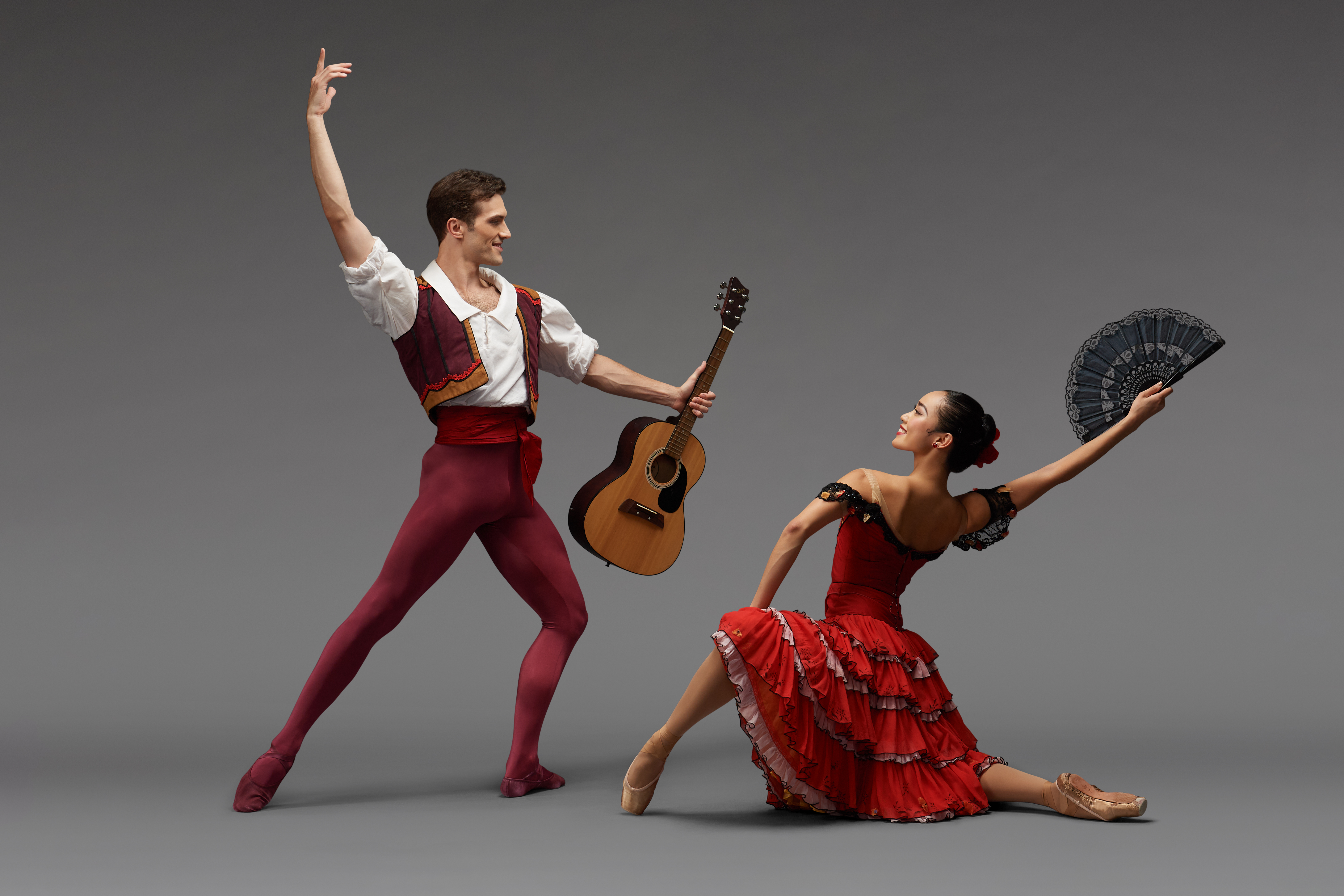 Patric Palkens (left) and Jessica He as Kitri and Basilio in Atlanta Ballet's full-length production of "Don Quixote" this weekend. (Photos by Kim Kenney)