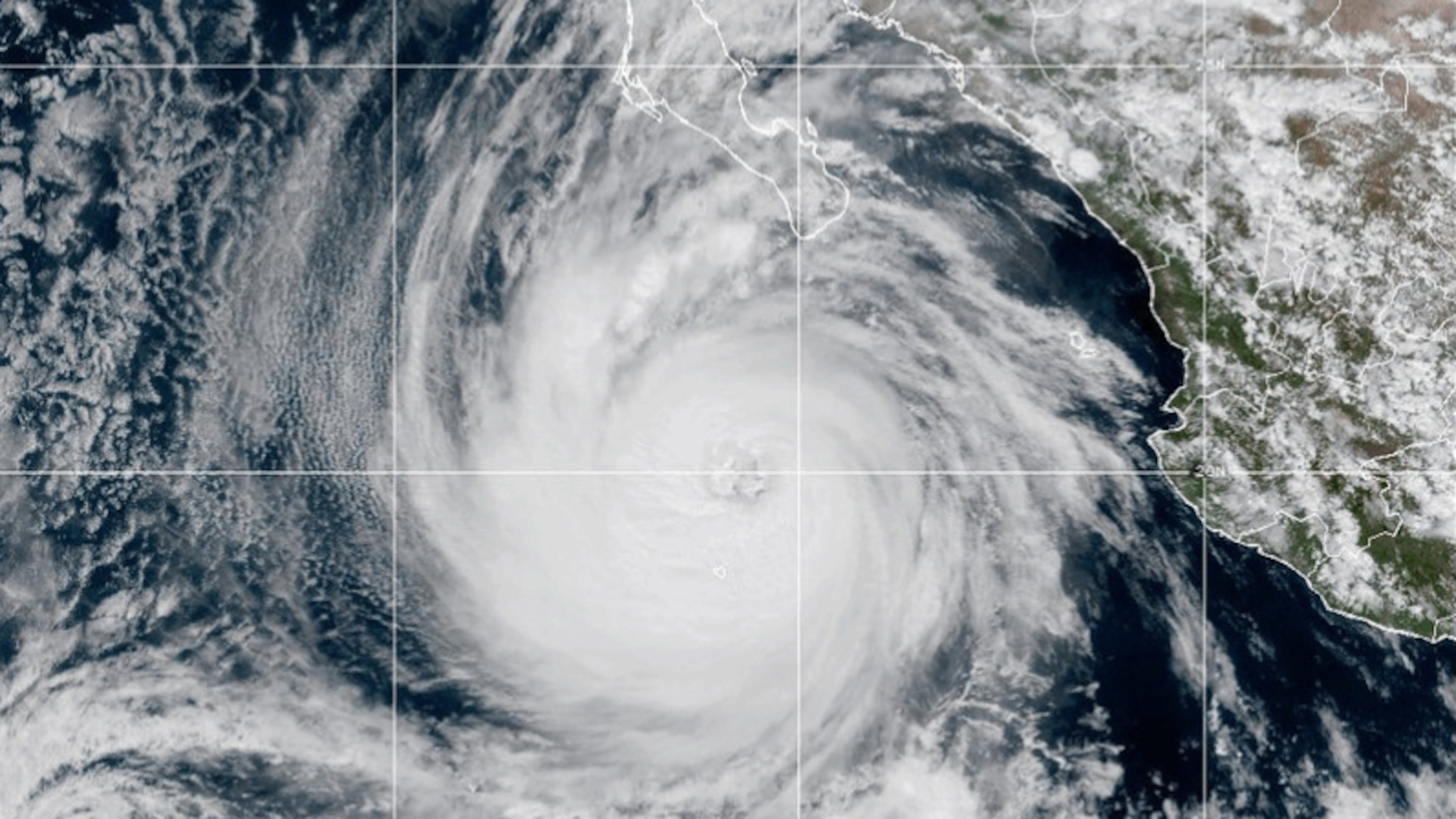 This NOAA satellite image taken at 1:00 p.m. EST on Tuesday, Oct. 7, 2025, shows Hurricane Priscilla in the East Pacific Ocean off the coast of Mexico. (NOAA via AP)