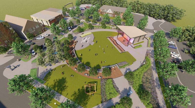 Powder Springs postpones its downtown park's grand opening to May 15-17 - instead of Sept. 11-13 - due to COVID-19. (Rendering courtesy of TSW/Powder Springs)