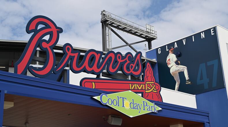 Exterior of the Braves’ CoolToday Park spring training complex, Friday, Feb. 17, 2023, in North Port, Fla.. (Hyosub Shin / Hyosub.Shin@ajc.com)