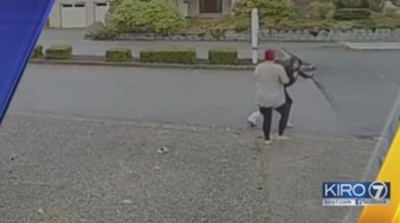 Kate Anderson, a nanny in Everett, Washington, subdues a woman she saw taking a package from the home where she was watching a child.