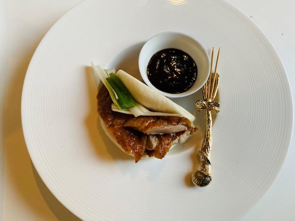 Peking duck is beautifully served at Ming's BBQ. (Bob Townsend for the AJC)