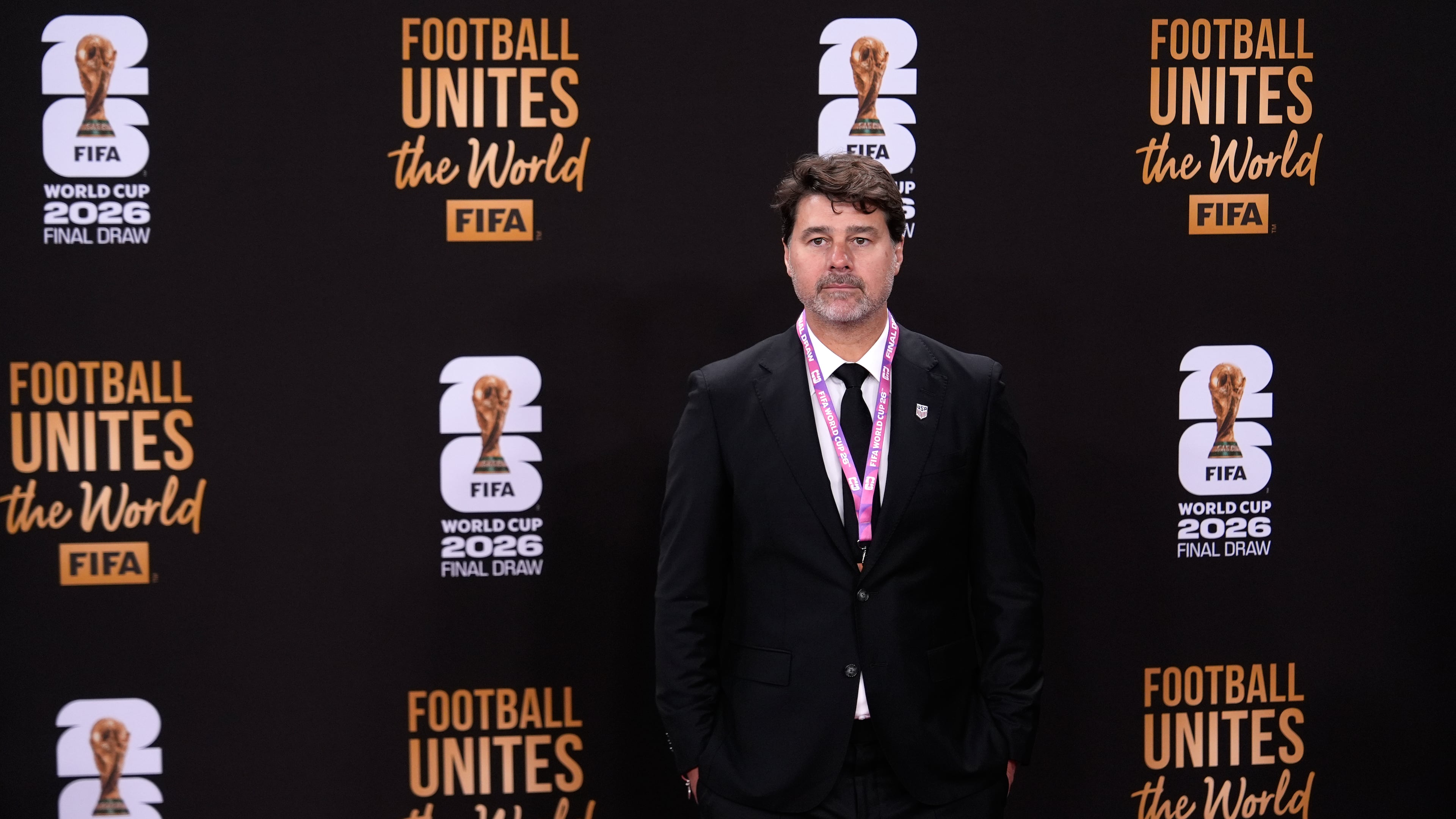 U.S. team coach Mauricio Pochettino arrives to attend the draw for the 2026 soccer World Cup at the Kennedy Center in Washington, Friday, Dec. 5, 2025. (AP Photo/Julia Demaree Nikhinson)
