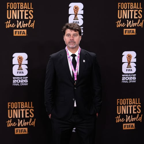 U.S. team coach Mauricio Pochettino arrives to attend the draw for the 2026 soccer World Cup at the Kennedy Center in Washington, Friday, Dec. 5, 2025. (AP Photo/Julia Demaree Nikhinson)