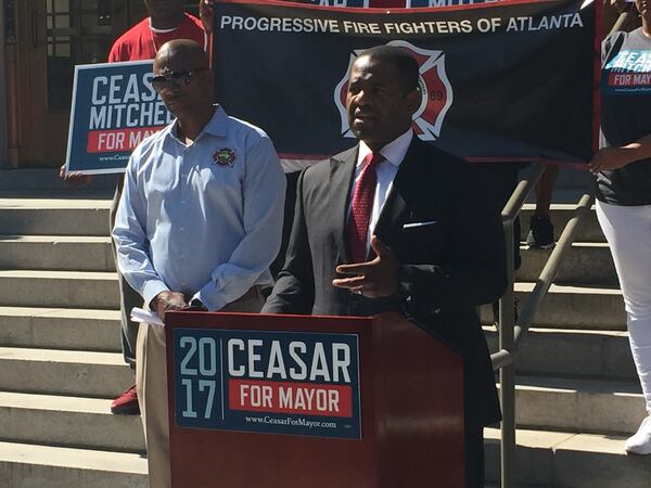 Atlanta City Council President Ceasar Mitchell, who is running to succeed Kasim Reed as mayor of Atlanta, received the endorsement Tuesday of the Progressive Firefighters of Atlanta.