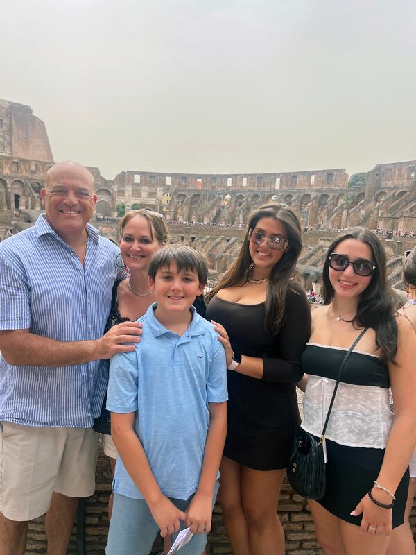 Steak Shapiro (left) at the Coliseum in Rome during a family trip this year with his son Bobby, daughters Sophie and Nola and wife Kimberly. Courtesy