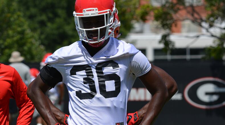 Georgia defensive back Latavious Brini (36) during practice.
