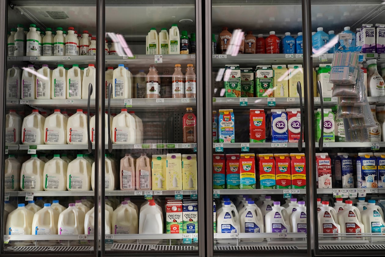 Dairy products, which are covered by the USDA Supplemental Nutrition Assistance Program, are displayed for sale at a grocery store Friday, Oct. 31, 2025, in Nashville, Tenn. (George Walker IV/AP)