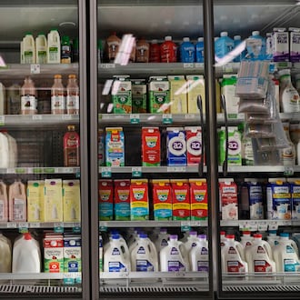 Dairy products, which are covered by the USDA Supplemental Nutrition Assistance Program (SNAP), is displayed for sale at a grocery store Friday, Oct. 31, 2025, in Nashville, Tenn. (AP Photo/George Walker IV)