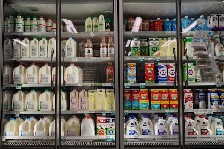 Dairy products, which are covered by the USDA Supplemental Nutrition Assistance Program, are displayed for sale at a grocery store Friday, Oct. 31, 2025, in Nashville, Tenn. (George Walker IV/AP)