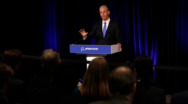 CHICAGO, ILLINOIS - APRIL 29: Boeing's Chairman, President and CEO Dennis Muilenburg speaks during a news conference after Boeing's Annual Meeting of Shareholders at the Field Museum on April 29, 2019 in Chicago, Illinois. Boeing announced earnings fell 21 percent in the first quarter after multiple crashes of the company's bestselling plane the 737 Max.