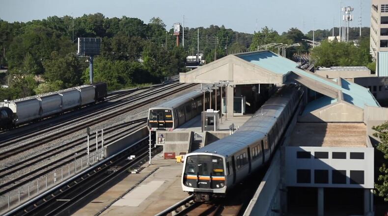 Service to MARTA's blue and green lines was cut off for about two hours Tuesday after a man got trapped beneath a train.