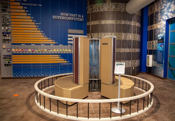 A 1976 CRAY 1A sits on display in the supercomputer section at the Computer Museum of America. PHIL SKINNER FOR THE ATLANTA JOURNAL-CONSTITUTION.
