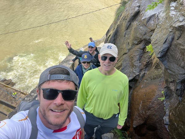 David Stockton (right) hiking in Spain with his family after being diagnosed with pancreatic cancer. (Courtesy of Drew Stockton) 