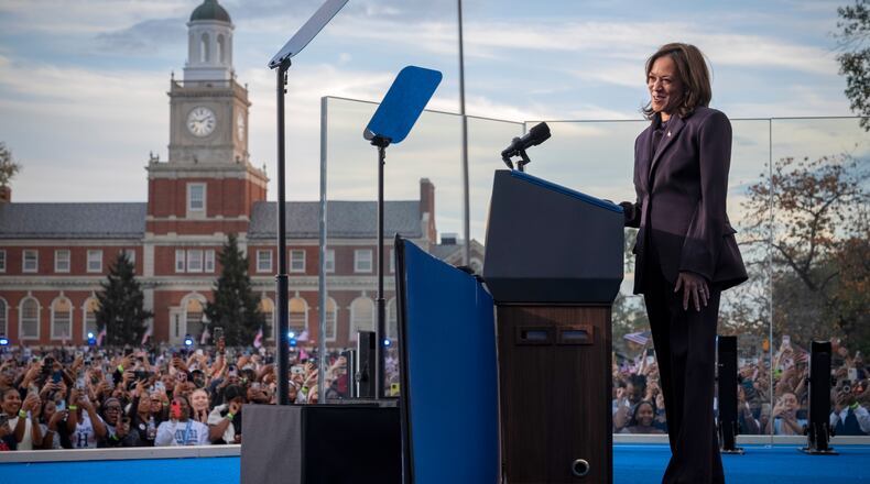 FILE - Democratic presidential nominee Vice President Kamala Harris delivers a concession speech for the 2024 Presidential election, Nov. 6, 2024, on the campus of Howard University in Washington. (AP Photo/Jacquelyn Martin, File)