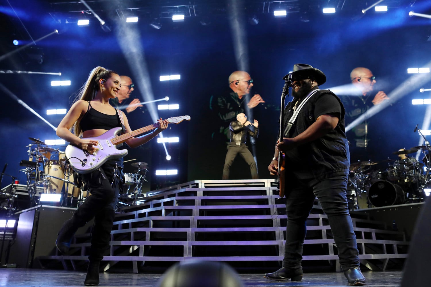 Pitbull and Iggy Azalea energized the sold out Ameris Bank Amphitheatre crowd on the I Feel Good Tour stop on Sunday, October 10, 2021 in Alpharetta.
Robb Cohen for the Atlanta Journal-Constitution
