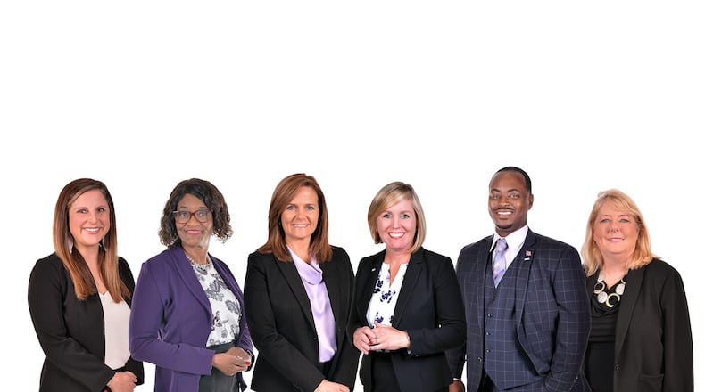 Henry County Board of Education members Sophe Pope, Annette Edwards, Holly Cobb, superintendent Mary Elizabeth Davis, Mackenzie McDaniel and Pam Nutt.