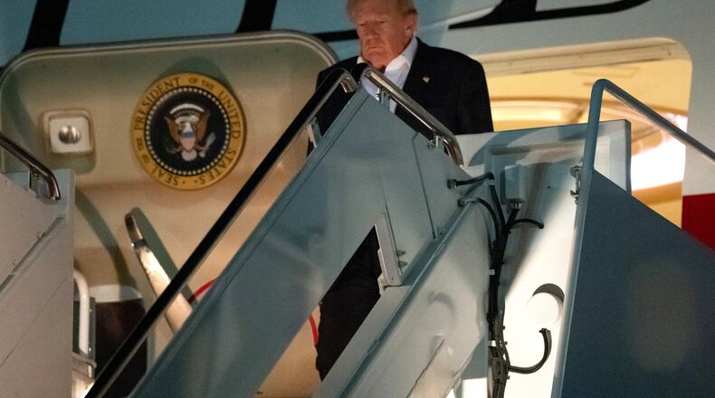 President Donald Trump arrives on Air Force One, Thursday, July 9, 2026, at Joint Base Andrews, Md. (AP Photo/Alex Brandon)