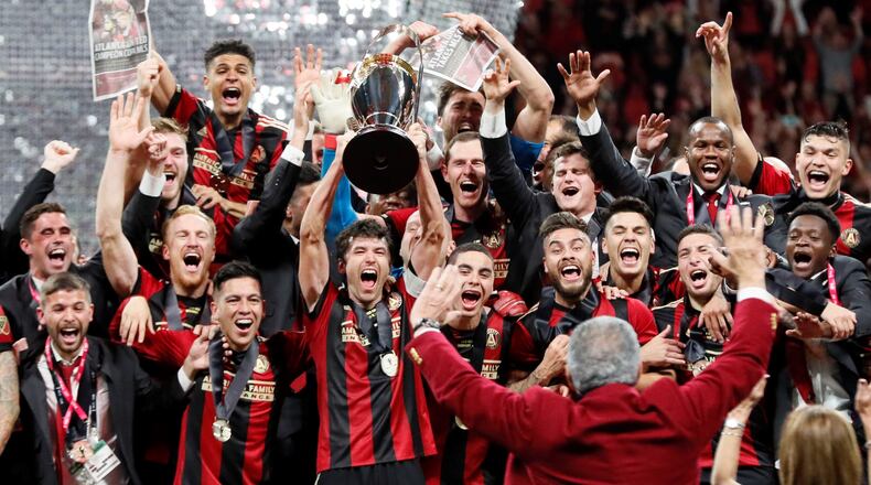 The Atlanta United soccer team plays the Portland Timbers for the MLS Cup, the championship game of the Major League Soccer League at Mercedes-Benz Stadium in Atlanta.  BOB ANDRES / BANDRES@AJC.COM