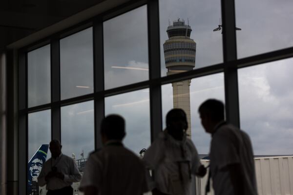 The control tower at Hartsfield-Jackson airport in Atlanta is seen on Wednesday, June 4, 2025. (Arvin Temkar / AJC)