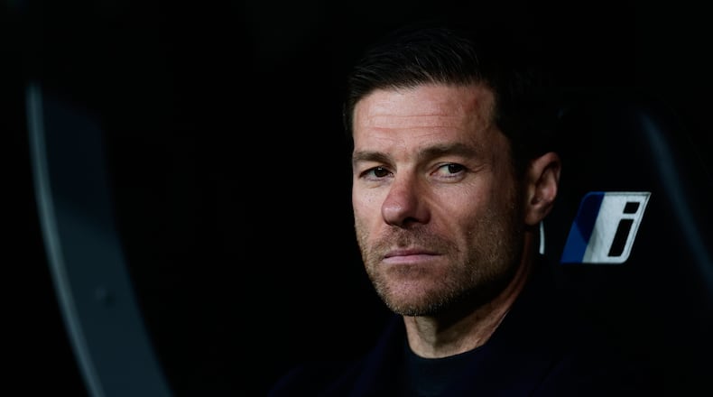 FILE - Real Madrid's head coach Xabi Alonso looks on before the Spanish La Liga soccer match between Real Madrid and Real Betis Sevilla in Madrid, Spain, Jan. 4, 2026. (AP Photo/Pablo Garcia, File)
