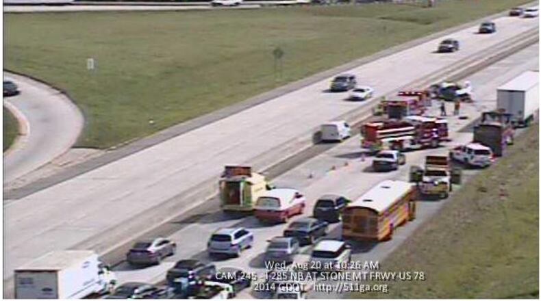 GDOT reported that a wreck blocked all EB lanes of U.S. 78 in DeKalb on August 20, 2014.
